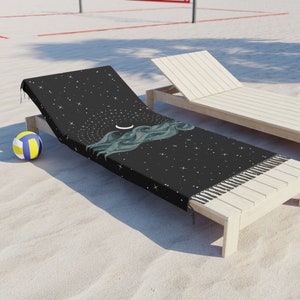 Moon Stars and Waves Beach Towel, Beach Cover Up, Boho Beach Blanket, Oversized Beach Towel, Beach Accessories, Beach Gifts for Her