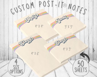 Personalized Post-it® Notes, Retro Groovy Rainbow and Stars, Custom Sticky Notes, Cute Note Pad, Sticky Note, Customized Post It Notes