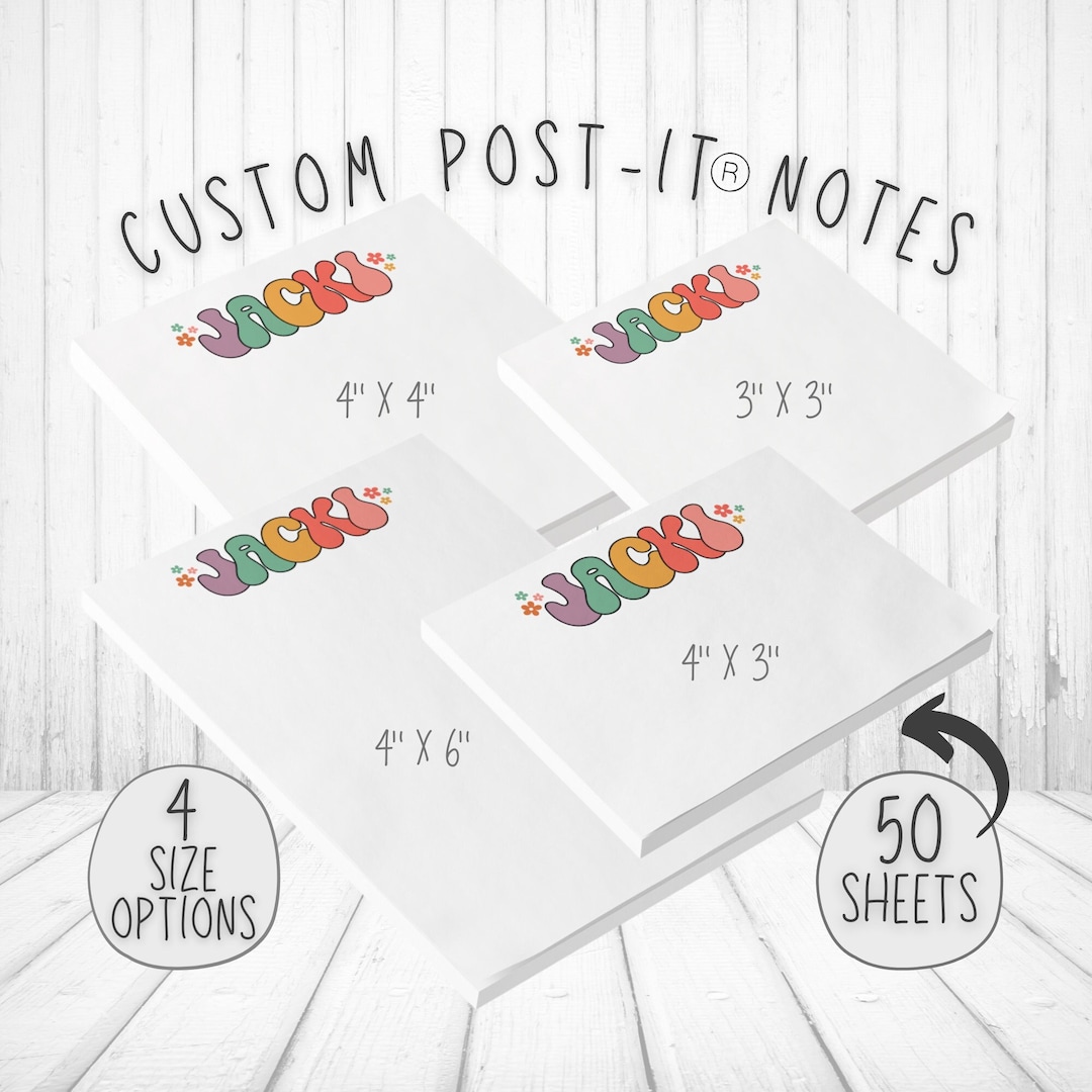 Personalized Post-it® Notes, Bubble Letters With Flowers, Custom Sticky ...