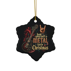 Rock and Roll Guitar Christmas Ornament, Metal Music Lover Gift