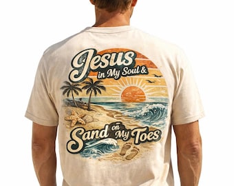 Jesus in My Soul Beach Sunset T-Shirt | Christian Faith Coastal Tee