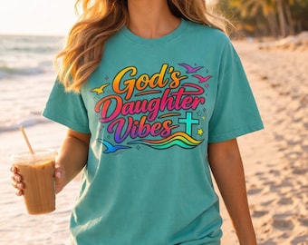 Christian Shirt, Gods Daughter Shirt, Coastal Christian Tee, Faith Based Shirt, Beach Christian Shirt, Gift for Her, Church Outfit