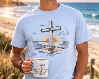 Sunrise Cross T-Shirt | Christian Cross Sunset Shirt