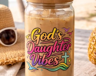 God's Daughter Iced Coffee Tumbler, Faith Based Glassware, Christian Gift For Her, Faith Coffee Cup, Religious Gift