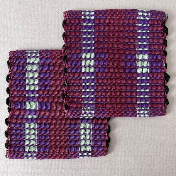 Handwoven coaster mug rugs in rep weave from 100% cotton. Set of two.