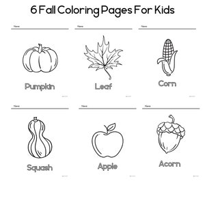 Printable Fall Coloring Pages for Kids 6-Count