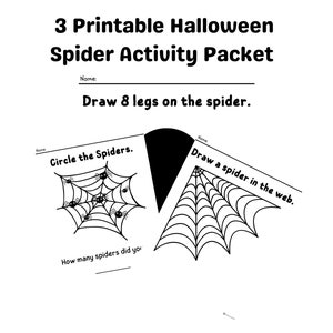 3 druckbare Halloween Spinnen Aktivitätspakete