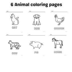 Printable Animal Coloring Pages 6-count