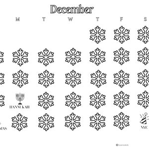 Printable Coloring Calendar for December