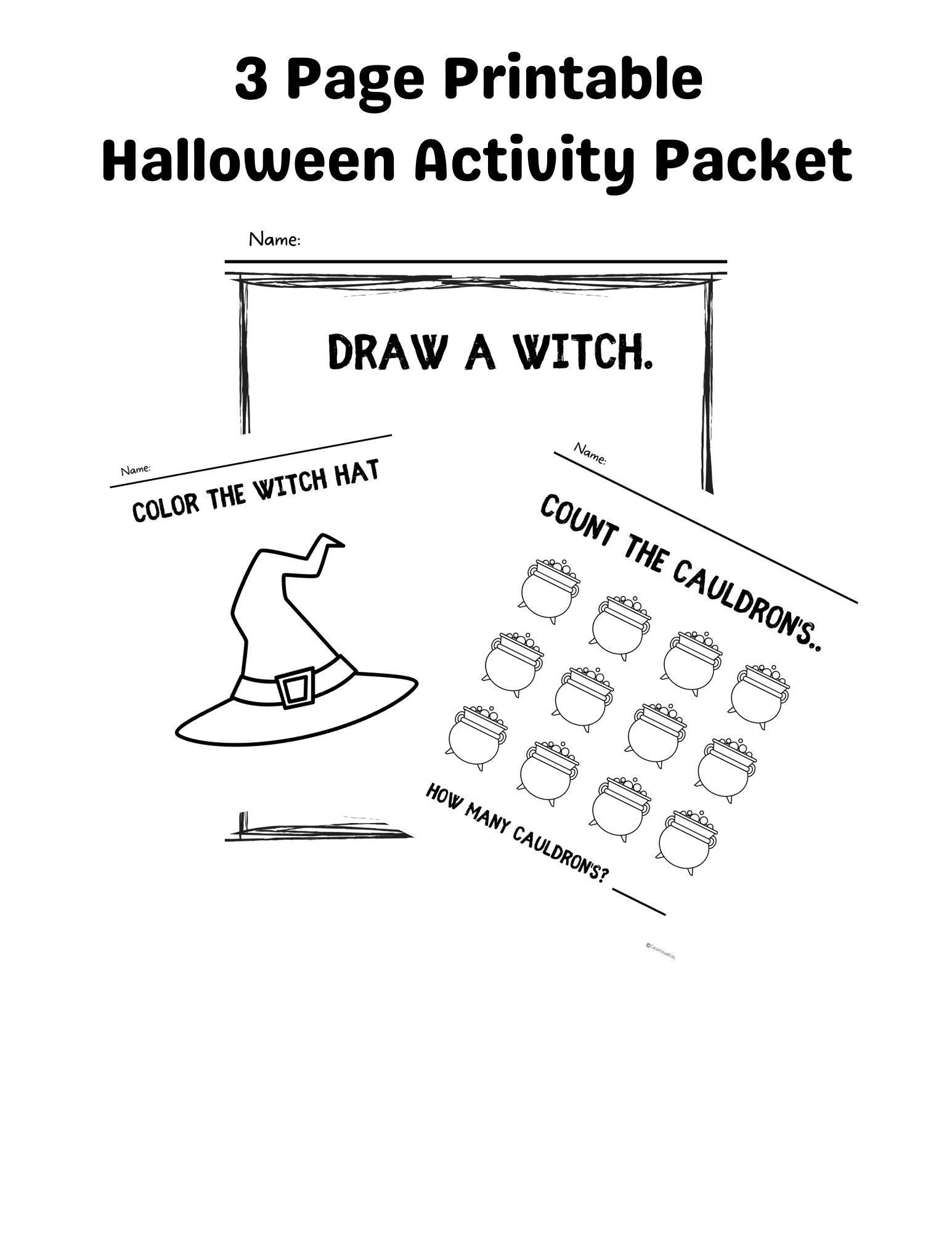 3 Printable Halloween Activity Pages - Etsy