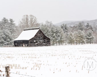 Primitives, Country Living, Barn Art, Farm, Decor, Photograph, Print, Wall art, Winter, Snow
