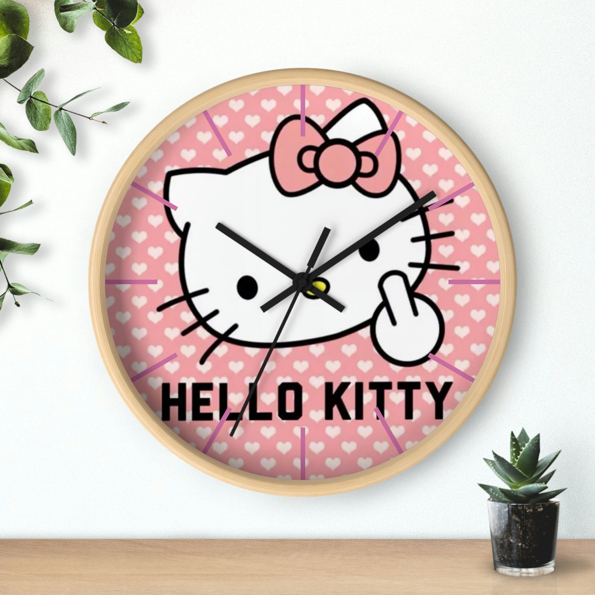 Hello Kitty Non Ticking Wall Clock - Decorative Wooden Wall Clock