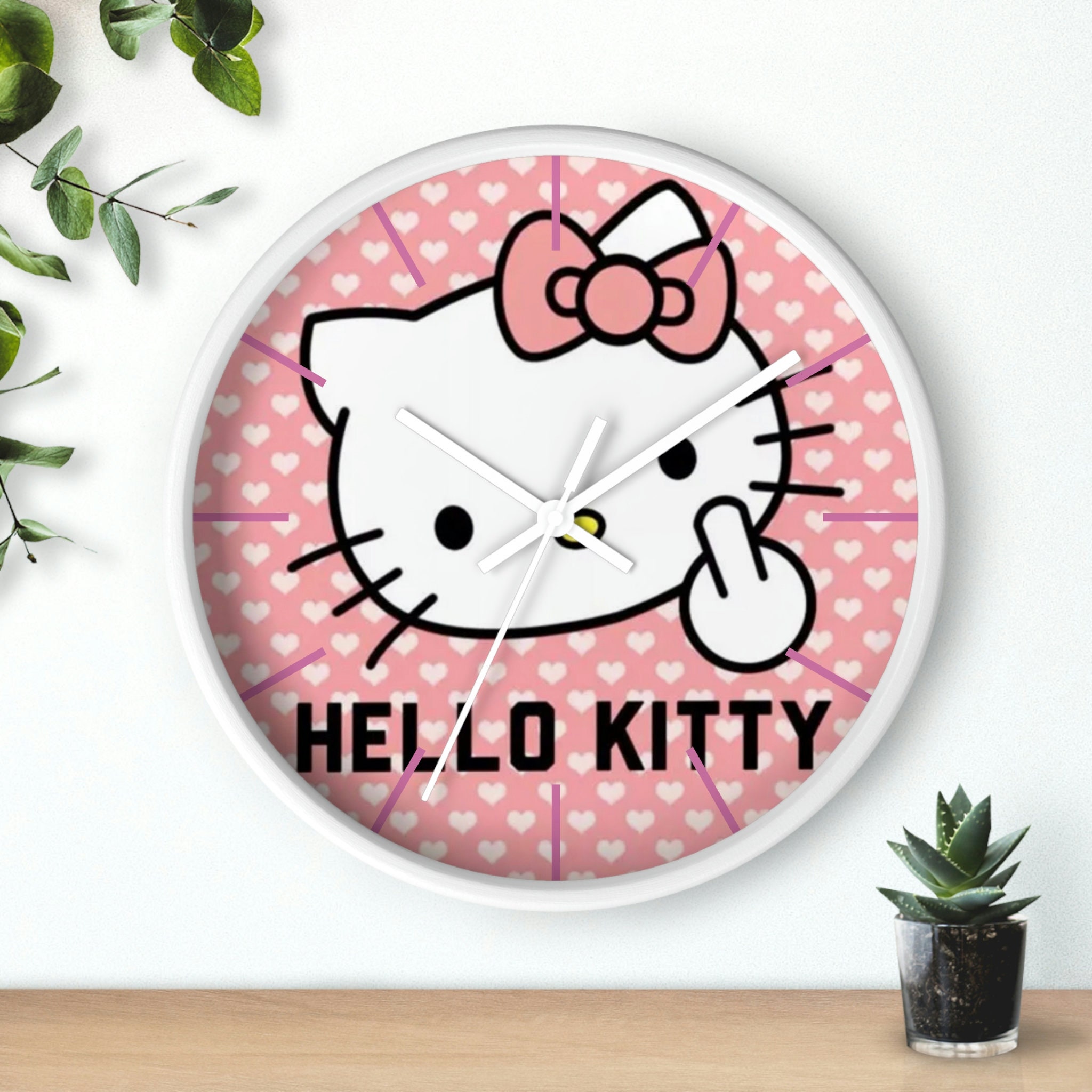 Hello Kitty Non Ticking Wall Clock - Decorative Wooden Wall Clock