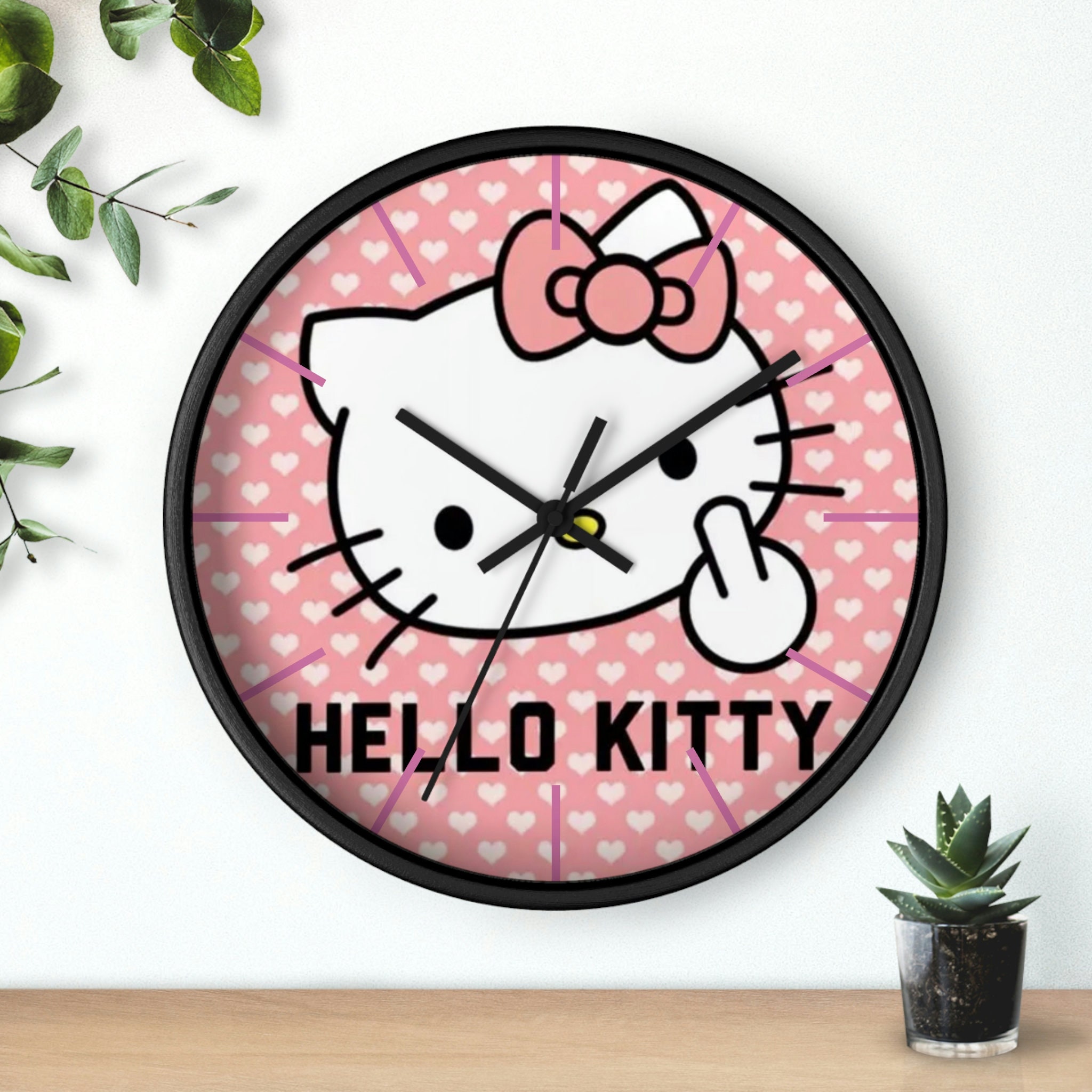 Hello Kitty Non Ticking Wall Clock - Decorative Wooden Wall Clock