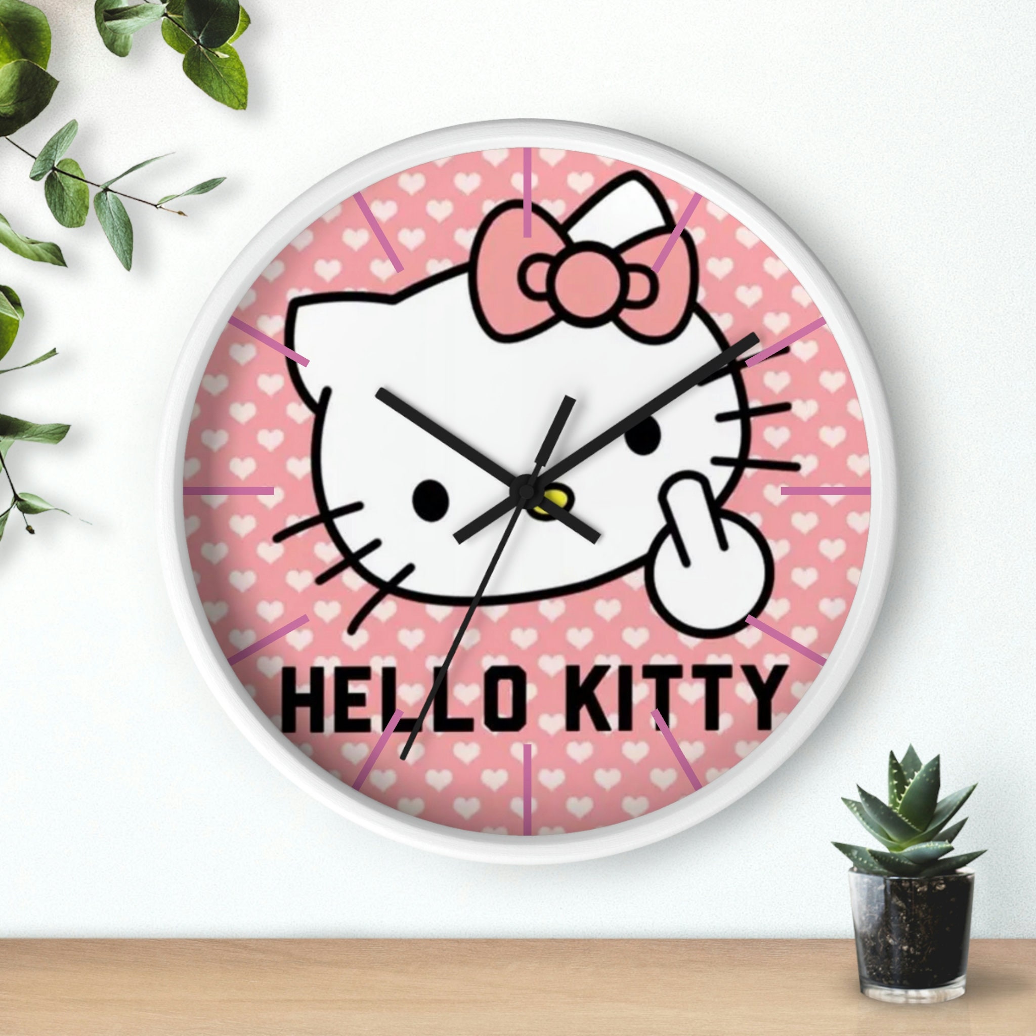 Hello Kitty Non Ticking Wall Clock - Decorative Wooden Wall Clock