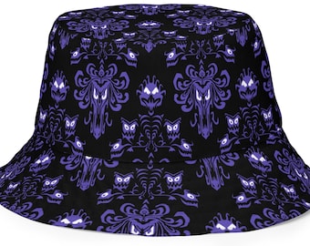Haunted Mansion Hat |  Wallpaper |  Reversible Bucket Hat | Disney Hat | Sunblock | WDW | Linen Texture | Moisture Wicking | Theme Park