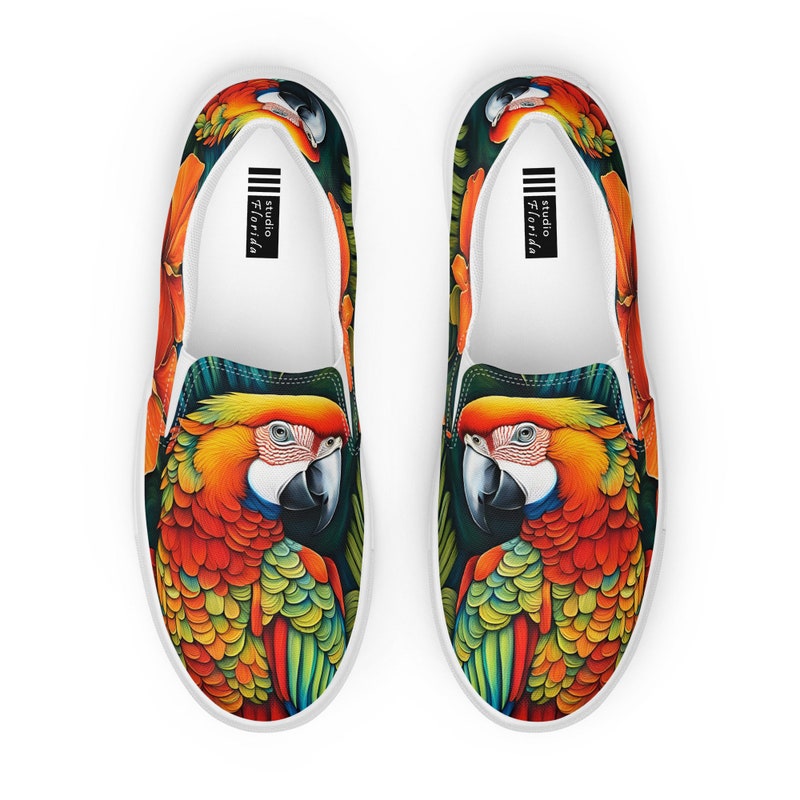 Watercolor Parrot Tropical Print Men's High Top Shoes