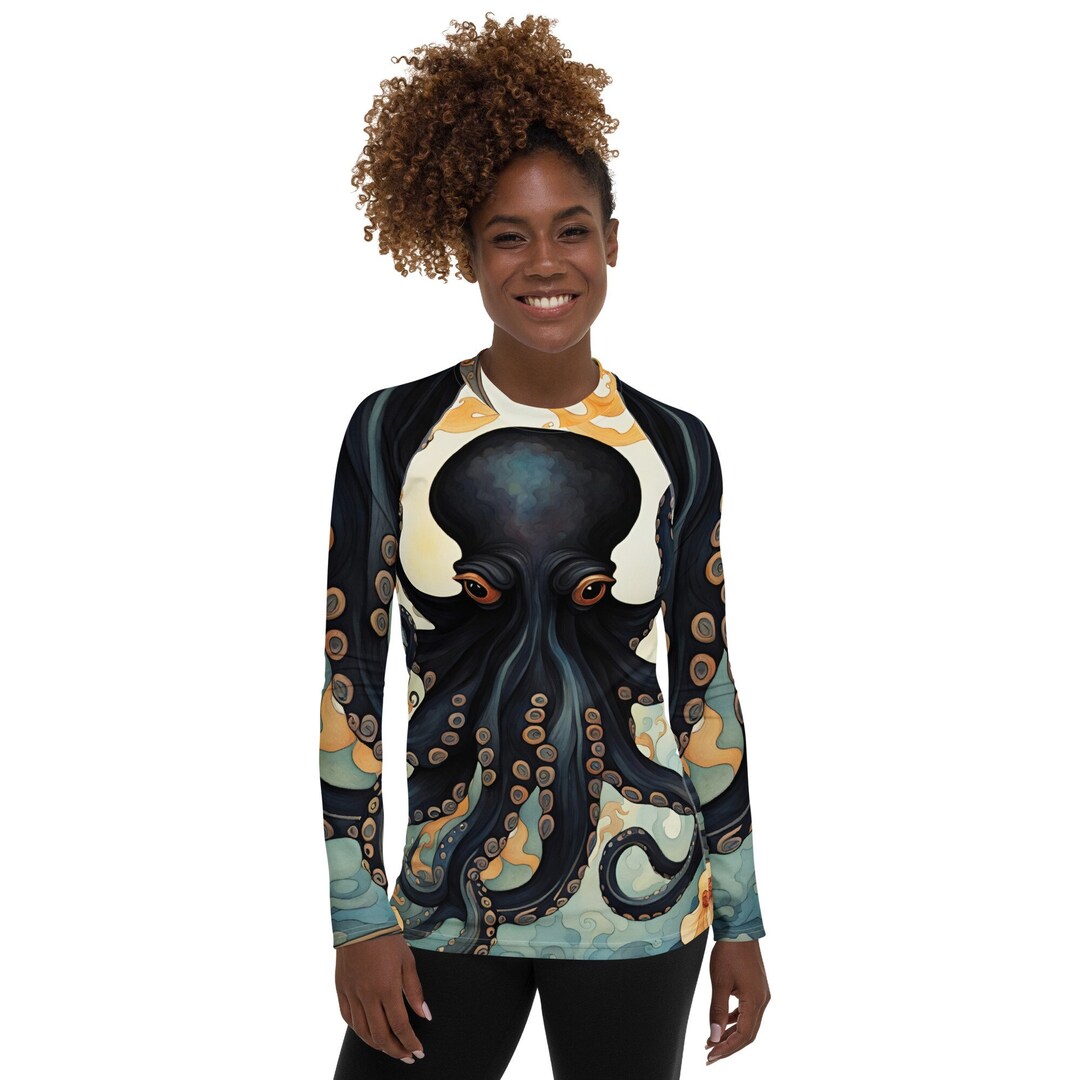 Octopus Rash Dark Octopus Women's Rash Guard | Long Sleeve T-shirt | Sunscreen | SPF ...