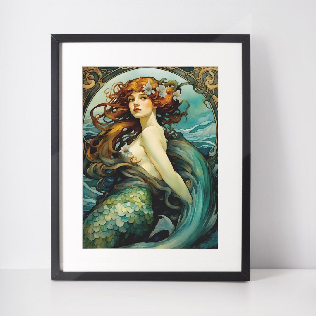 Art Nouveau Mermaid Giclee Print: Sea Goddess Portrait - Etsy