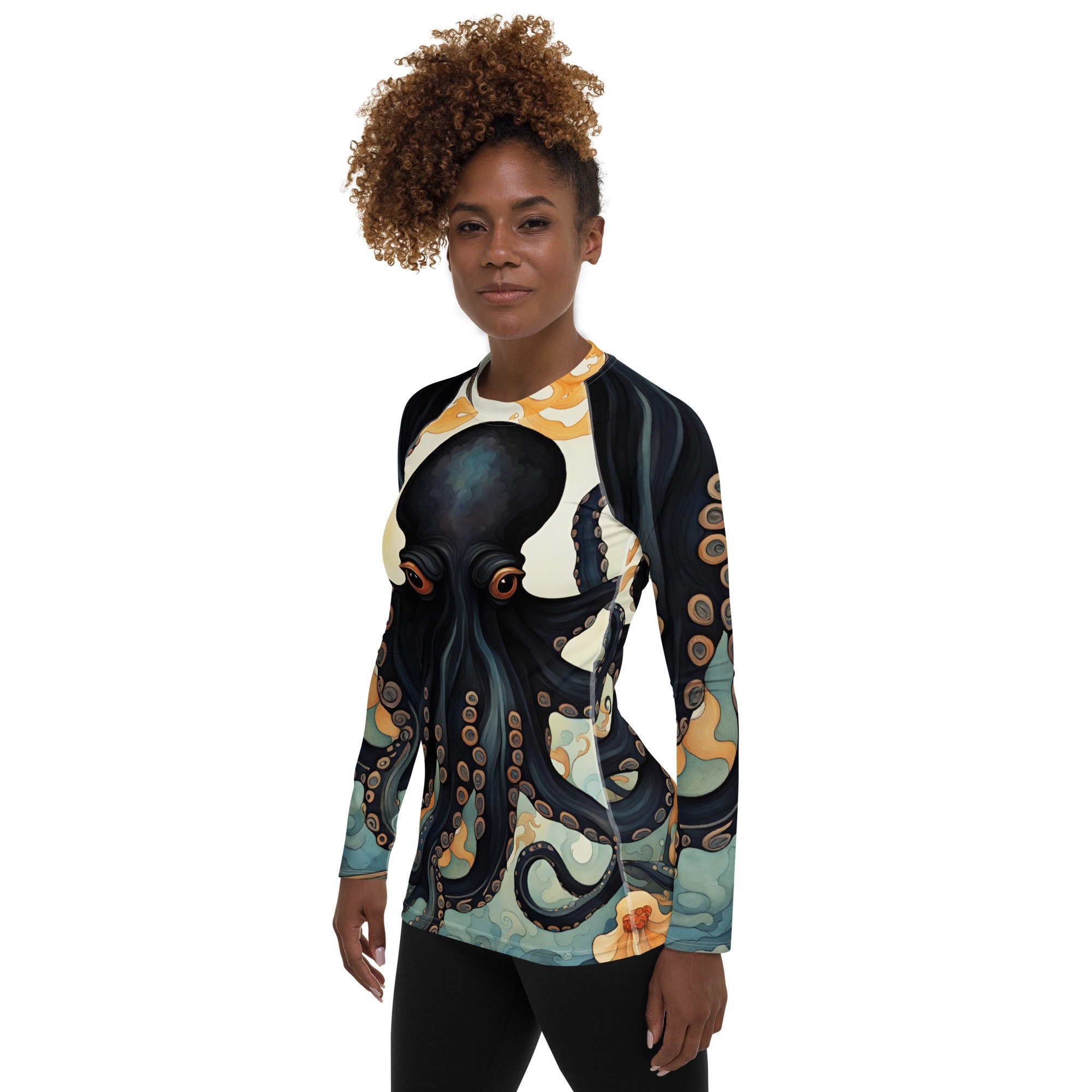 Octopus Rash Dark Octopus Women's Rash Guard: Original Art Surf Shirt, UPF 50+ - Etsy