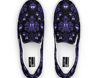Haunted Mansion Womens Canvas Flats | Wallpaper Pattern | Shoe | Slip-on | Disney | Vans Style | Casual Loafer | WDW Wear | Sneaker | Comfy