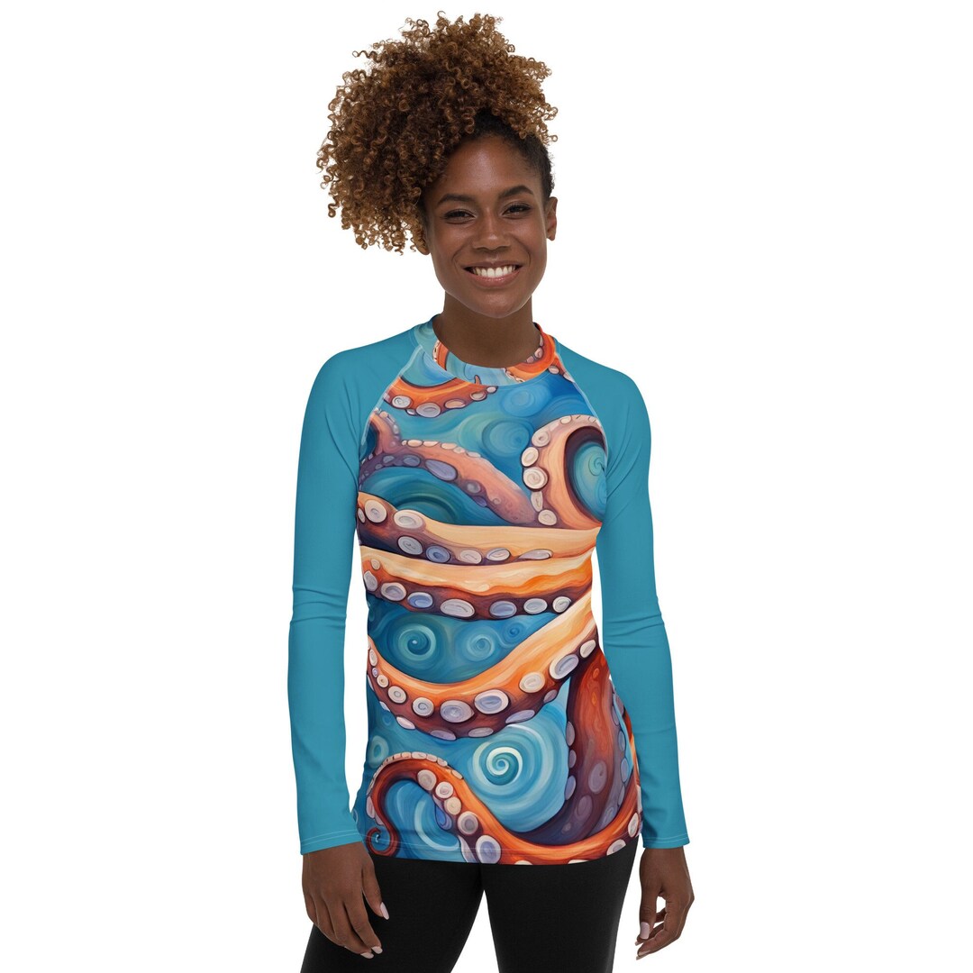 Octopus Women's Rash Guard/ Sunscreen/ Surfwear/ Original Art/ Painting ...