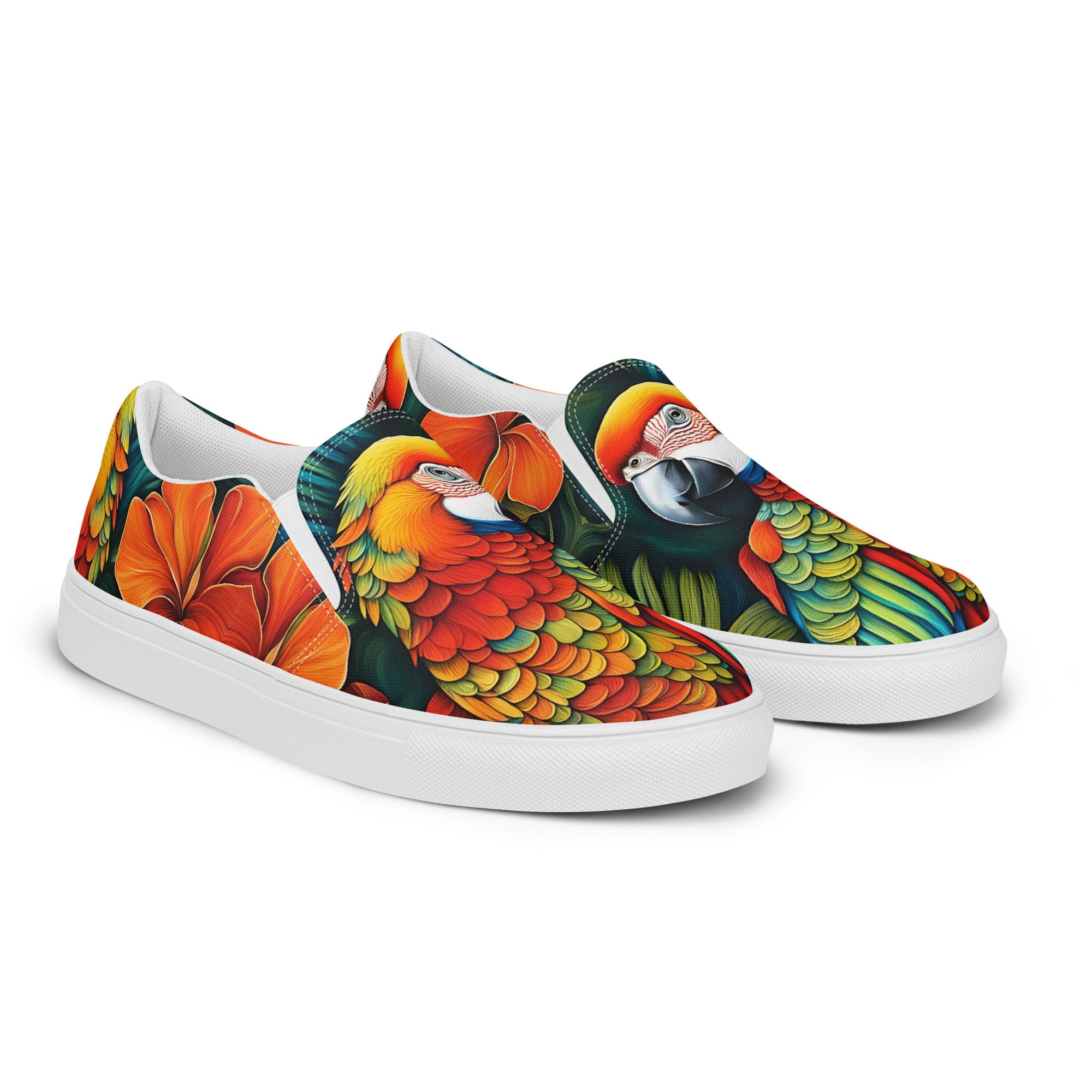 Parrot Mens Slip-on Canvas Shoes Macaw Art Loafers Vans Style Tropical ...