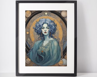 Madame Leota Giclee | Fine Art Print | Haunted Mansion | Portrait | Poster | Halloween Decor | Gothic | Art Nouveau Style | Victorian |