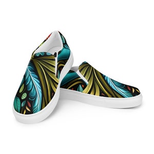 Hawaiian Print | Women’s slip-on canvas shoes | Colorful | Floral | Boho | Casual Flats | Tropical | Vans Style | Sneakers | Loafers