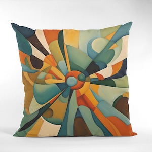 Mid Century Modern Art Pillow Cover | Abstract Linen Decor | MCM Colors | Contemporary Design | Sham | Case | Sputnik | Atomic Era |