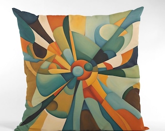 Mid Century Modern Art Pillow Cover | Abstract Linen Decor | MCM Colors | Contemporary Design | Sham | Case | Sputnik | Atomic Era |
