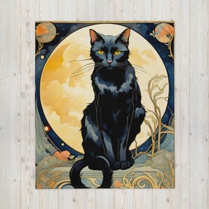 Art nouveau deken voor zwarte kat: hypoallergene kattenhoes
