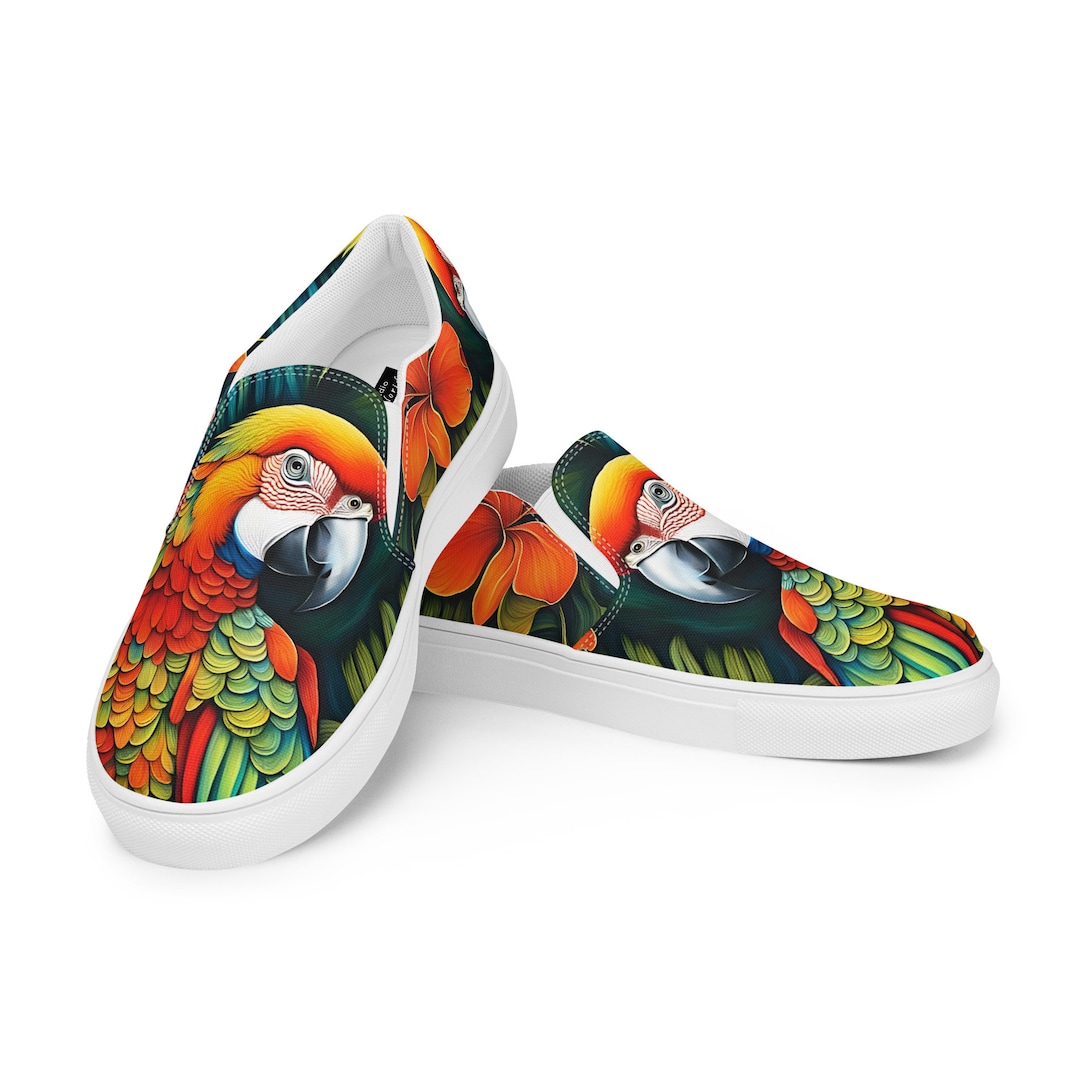 Parrot Pattern Print Black Sneaker Shoes For Men Women main image 1