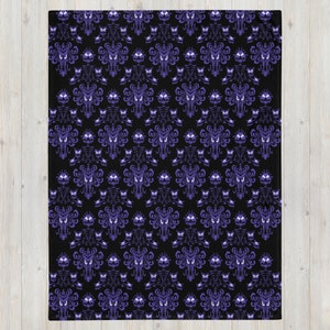 Haunted Mansion Wallpaper Inspired Throw blanket / Velvety Soft / Washable / Vibrant  Black and Purple / Disney Pattern /