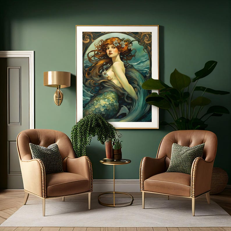 Art Nouveau Mermaid Giclee Print: Sea Goddess Portrait - Etsy