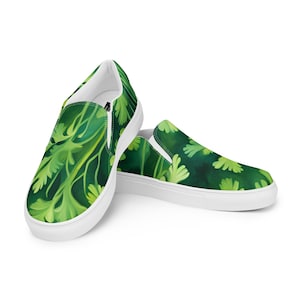 Cilantro | Womens Canvas Shoes | Comfortable |  Ladies Flats | Artsy |  Chef Gift | Herbs | Culinary | Unique | Vans Style | Herbal