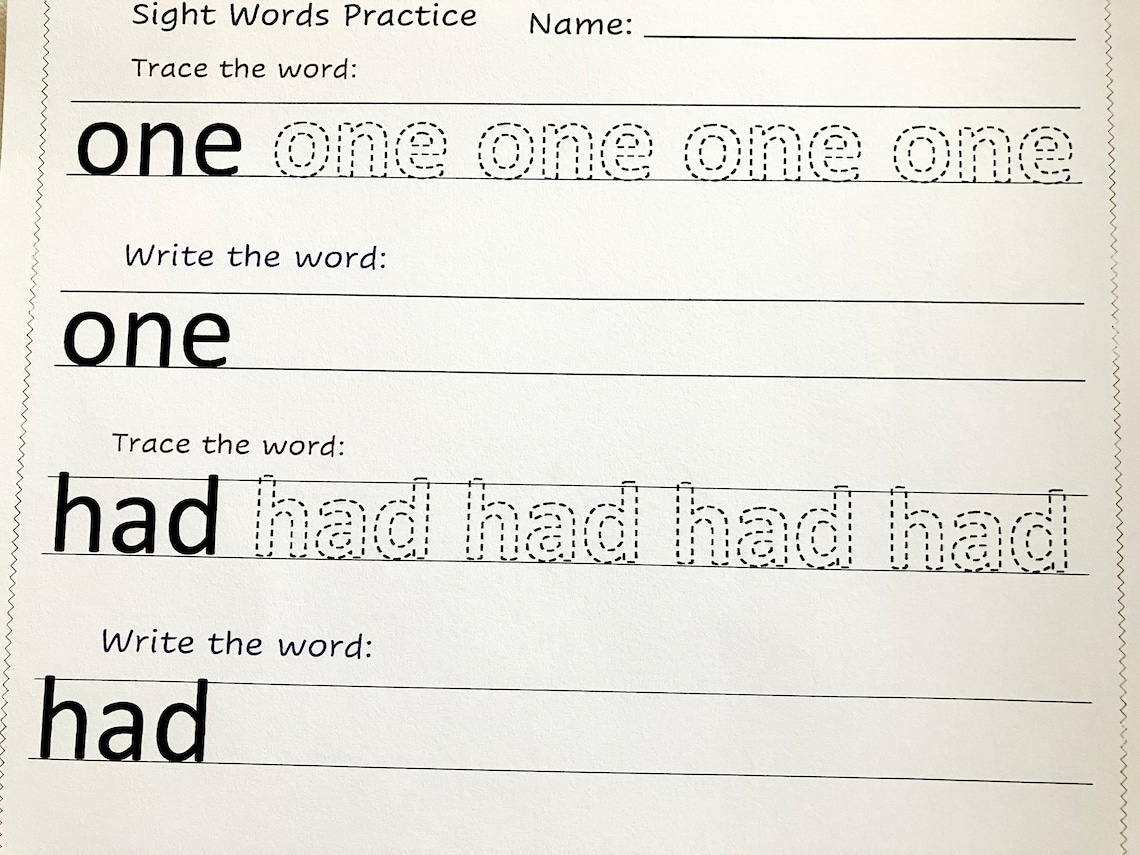 Kindergarten Sight Words to Trace and Write, Kindergarten Sight Words