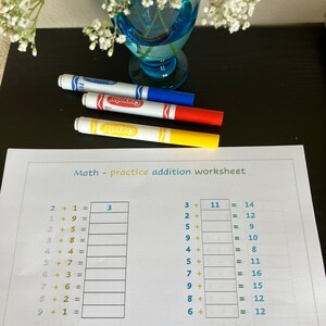 Printable addition worksheet, addition math worksheet, kindergarten math addition, kindergarten printable worksheet, addition numbers
