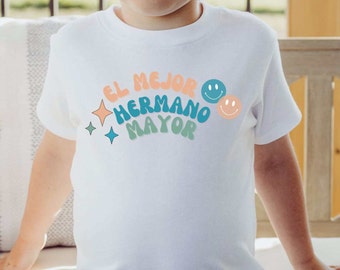 El Mejor Hermano Mayor | The Best Big Brother | Spanish Hippie-style | Camiseta en español | Kids, Toddler, or Baby Short Sleeve franela