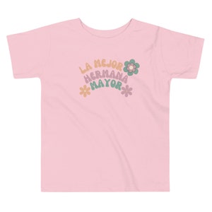 La Mejor Hermana Mayor hippie flower print | The Best Big Sister | Spanish Matching hermana sister t-shirt | camisa franela en español