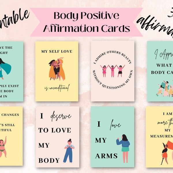 Body Positive Affirmation Cards | Digital Download Body Image Prints | Affirmation Cards Printable | Body Image Daily Sayings