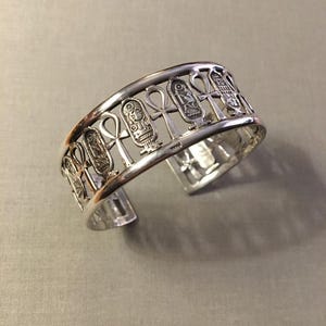SILVER EGYPTIAN CUFF bracelet 1960s