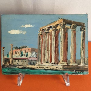 Pintura em miniatura do Templo GREGO do Templo de Zeus Olímpico