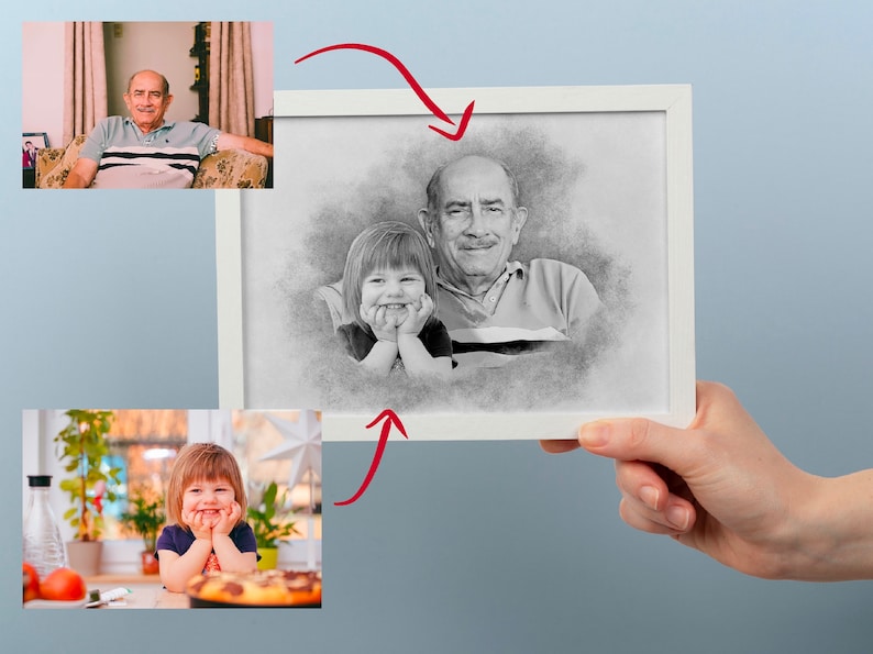 Add Deceased Loved One to Photo Add Person to Photo Family Portrait From Different Photos Combine Photos, Gift for Dad Mom Add Someone image 4