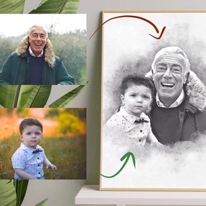 Add Deceased Loved One to Photo Add Person to Photo Family Portrait From Different Photos Combine Photos, Gift for Dad Mom Add Someone image 9