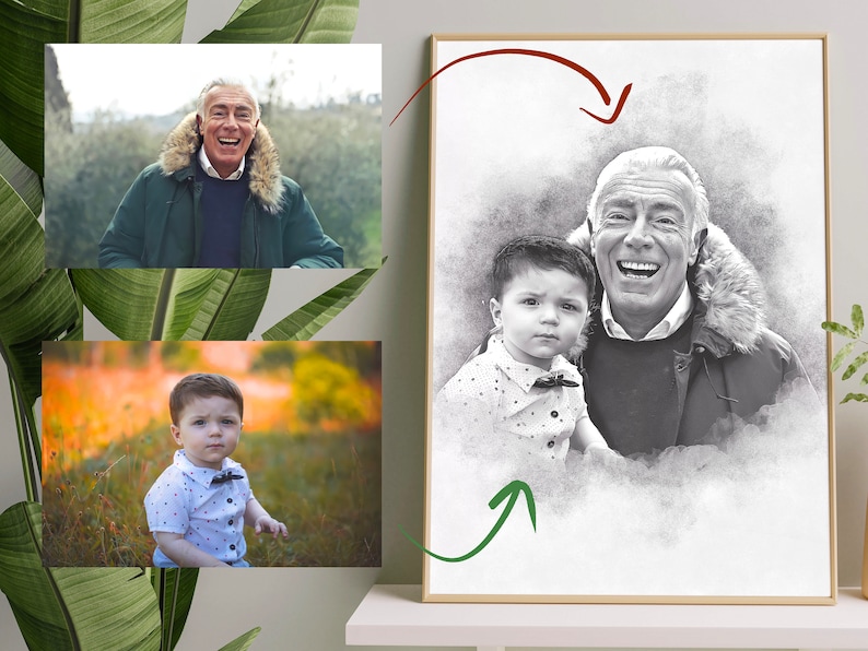 Add Deceased Loved One to Photo Add Person to Photo Family Portrait From Different Photos Combine Photos, Gift for Dad Mom Add Someone image 9