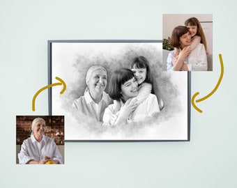 Add Person to Photo,Add Deceased One to Photo,Custom Memorial Photo , Memorial Gift, Combine Photos, Gift for Family, Family Portrait