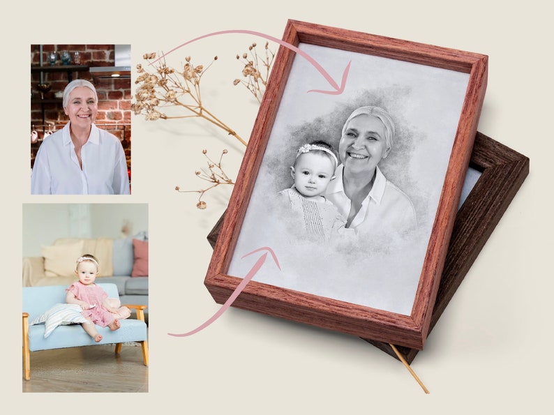 Add Deceased Loved One to Photo Add Person to Photo Family Portrait From Different Photos Combine Photos, Gift for Dad Mom Add Someone image 10