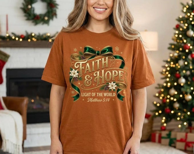 Faith and Hope PNG Digital Download Inspirational Christian T Shirt Design Sublimation Printable Holiday Ribbon Art for Apparel and Crafts