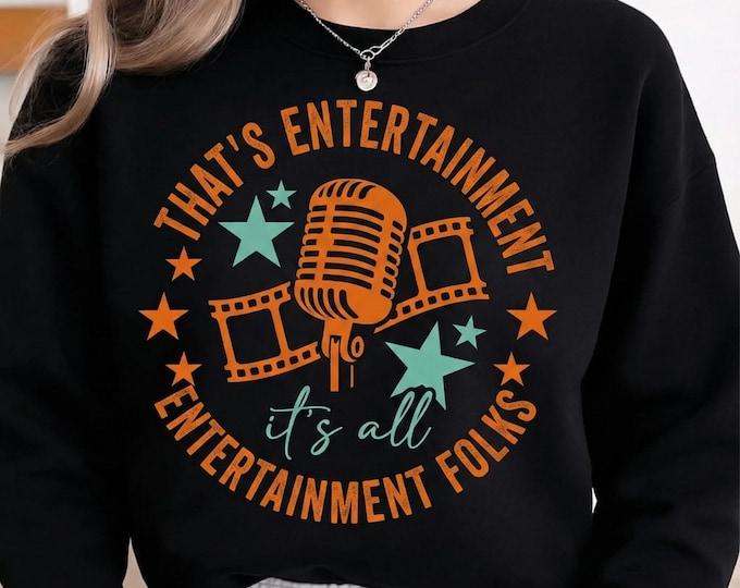 Retro Entertainment PNG | Vintage Microphone, Film Reels (Digital Download)